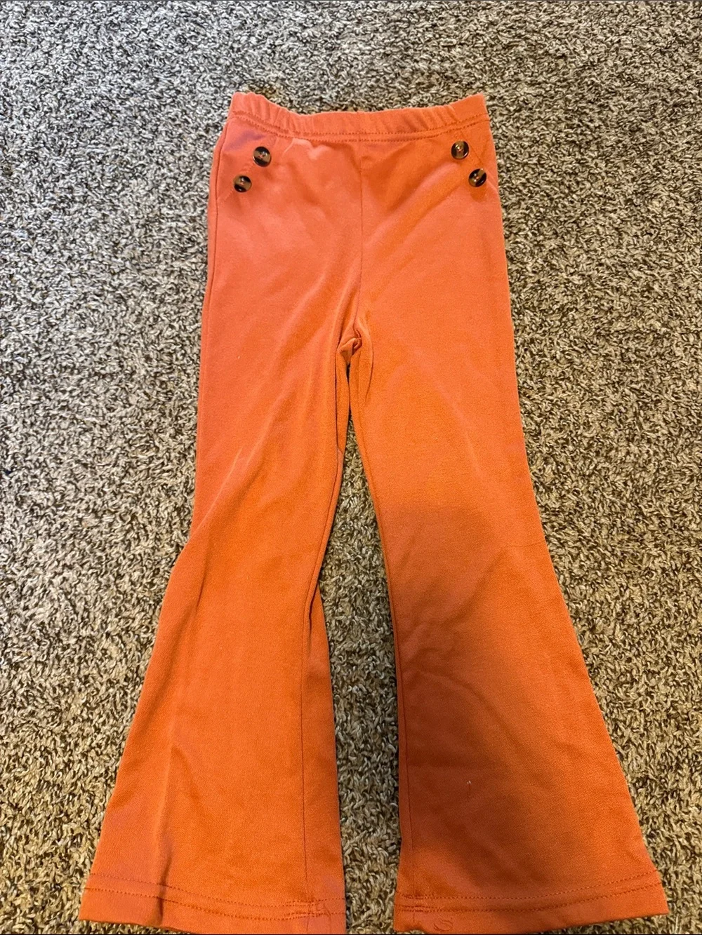Girls Orange Flared Knit Pants